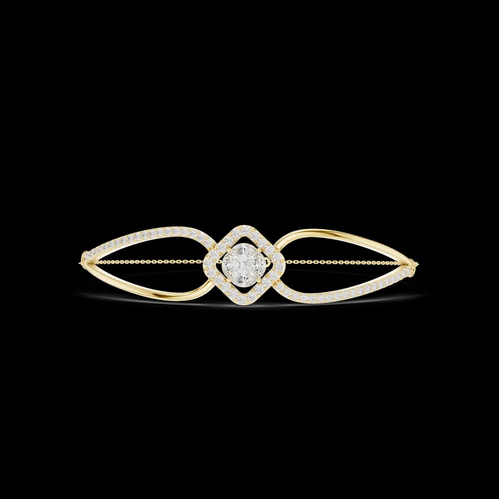 Diamond-Encrusted Gold Geometric Lab Grown Diamond Bracelet - Image 4 Diamond-Encrusted Gold Geometric Lab Grown Diamond Bracelet, view 4 of 7