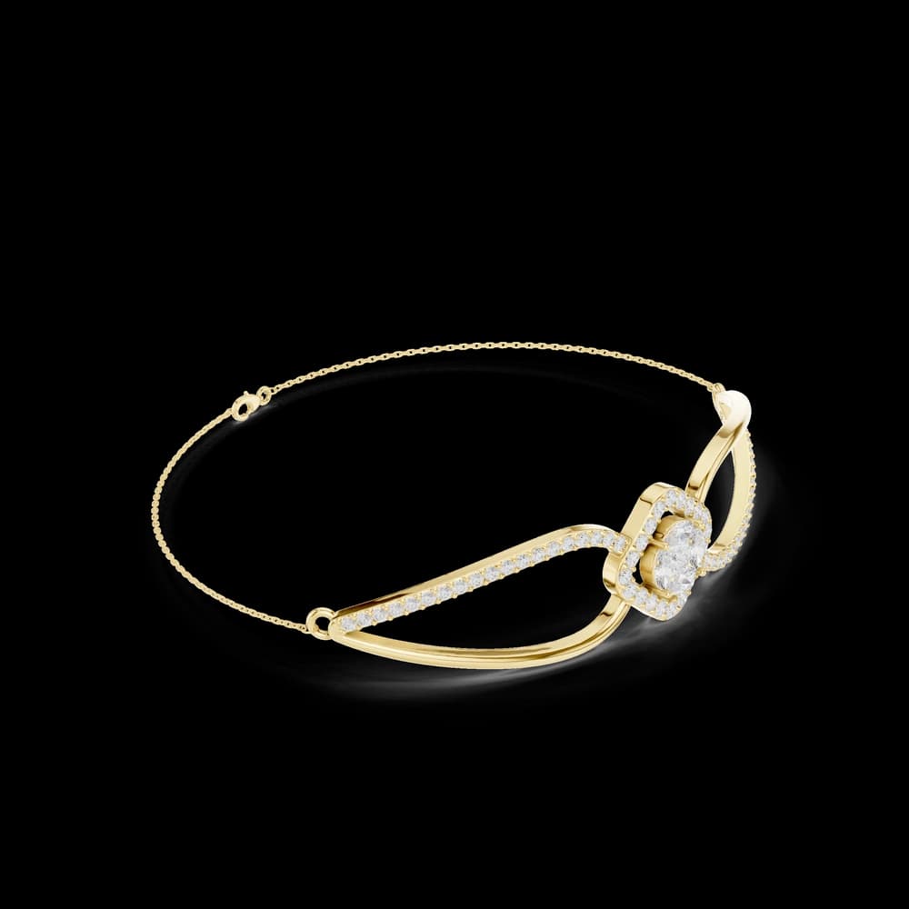 Diamond-Encrusted Gold Geometric Lab Grown Diamond Bracelet - Image 5 Diamond-Encrusted Gold Geometric Lab Grown Diamond Bracelet, view 5 of 7