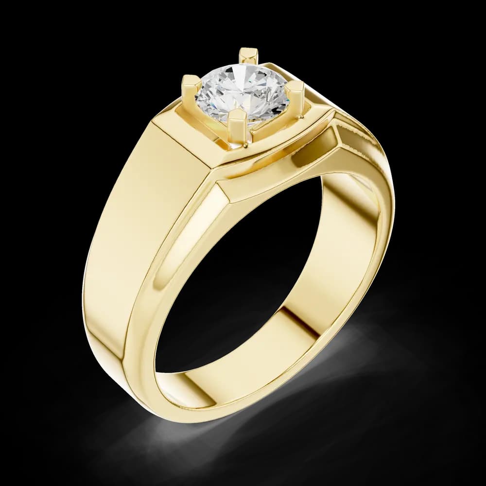 Men's Square Bevel Round Diamond Ring - Image 5 Men's Square Bevel Round Diamond Ring, view 5 of 6
