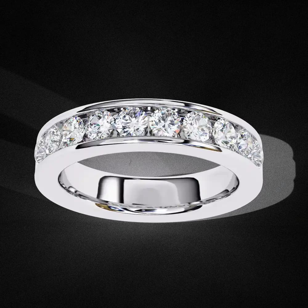 Round Cut Channel Setting Lab Grown Diamond Band for Women - Image 2 Round Cut Channel Setting Lab Grown Diamond Band for Women, view 2 of 4