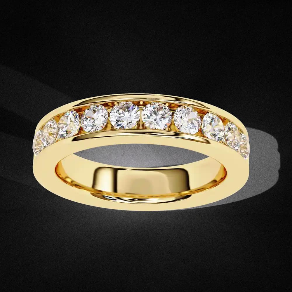 Round Cut Channel Setting Lab Grown Diamond Band for Women - Image 3 Round Cut Channel Setting Lab Grown Diamond Band for Women, view 3 of 4