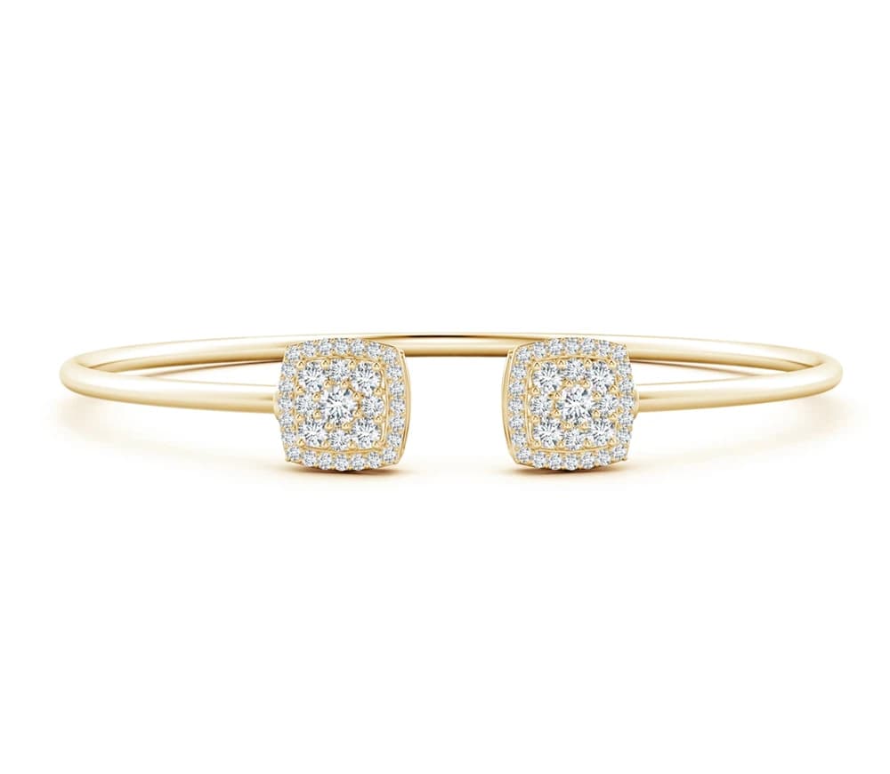 Lab Grown Diamond Halo Cluster Open Flex Bangle - Image 1 Lab Grown Diamond Halo Cluster Open Flex Bangle, view 1 of 5
