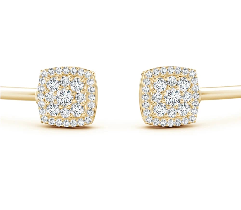 Lab Grown Diamond Halo Cluster Open Flex Bangle - Image 3 Lab Grown Diamond Halo Cluster Open Flex Bangle, view 3 of 5