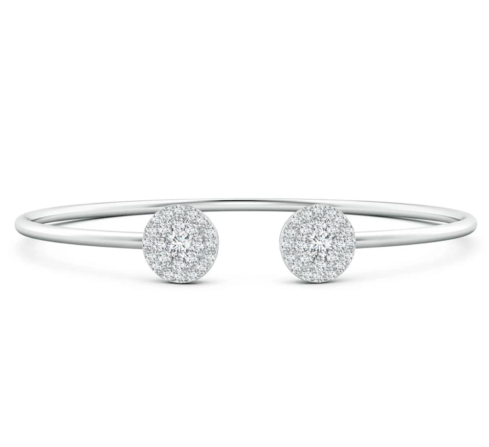Lab Grown Diamond Halo Cluster Open Flex Bangle - Image 4 Lab Grown Diamond Halo Cluster Open Flex Bangle, view 4 of 5