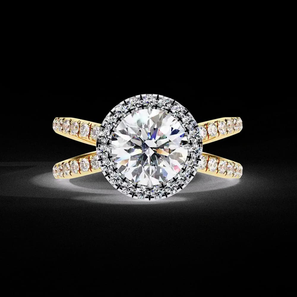 Halo Lab Grown Diamond Engagement Ring with Pave Band - Image 12 Halo Lab Grown Diamond Engagement Ring with Pave Band, view 12 of 13