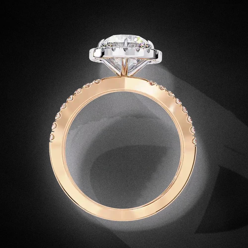 Halo Lab Grown Diamond Engagement Ring with Pave Band - Image 13 Halo Lab Grown Diamond Engagement Ring with Pave Band, view 13 of 13