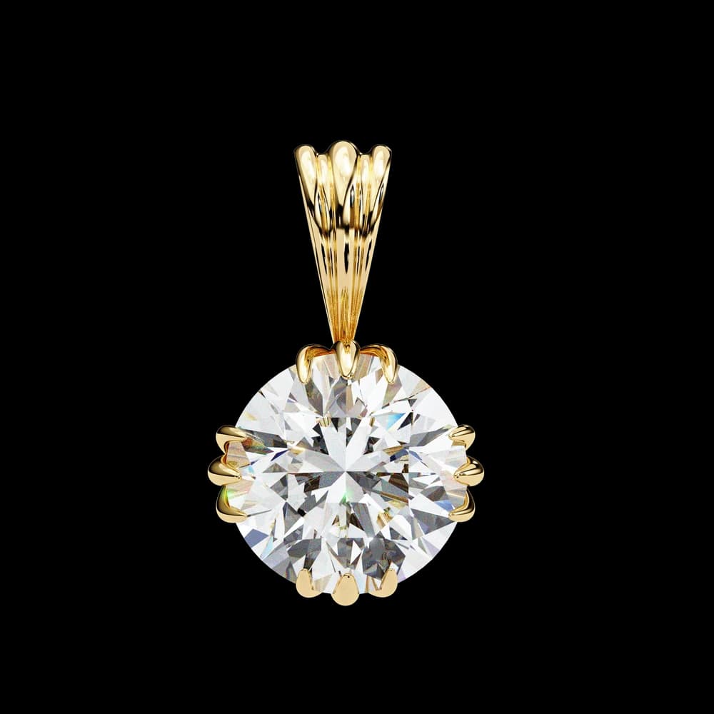 12 Prongs Round Solitaire Lab Grown Diamond Pendant - Image 1 12 Prongs Round Solitaire Lab Grown Diamond Pendant, view 1 of 16