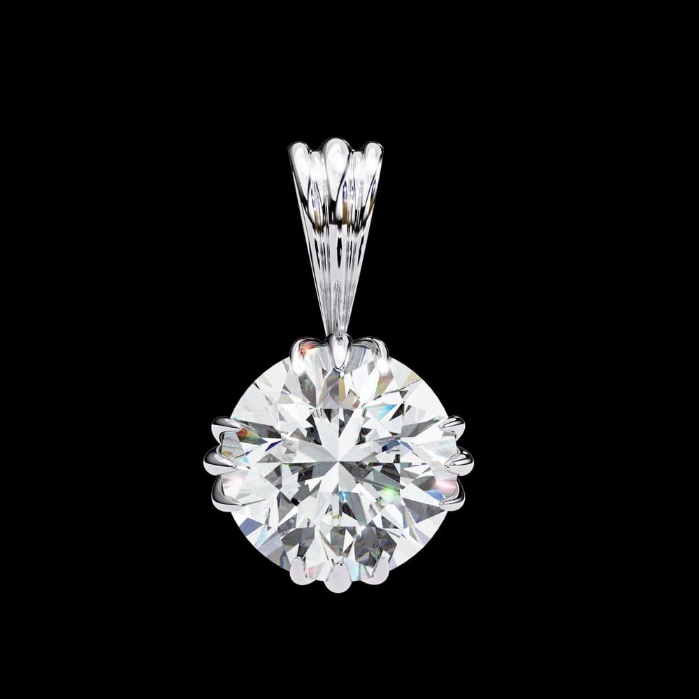 12 Prongs Round Solitaire Lab Grown Diamond Pendant - Image 10 12 Prongs Round Solitaire Lab Grown Diamond Pendant, view 10 of 16