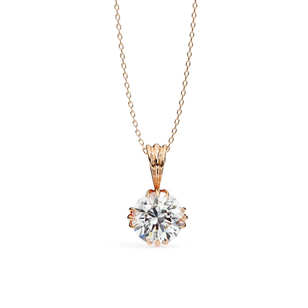12 Prongs Round Solitaire Lab Grown Diamond Pendant - Image 11 12 Prongs Round Solitaire Lab Grown Diamond Pendant, view 11 of 16