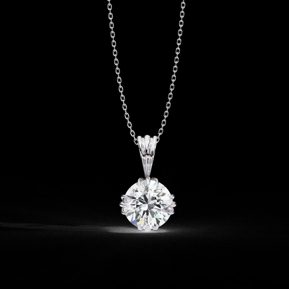 12 Prongs Round Solitaire Lab Grown Diamond Pendant - Image 12 12 Prongs Round Solitaire Lab Grown Diamond Pendant, view 12 of 16
