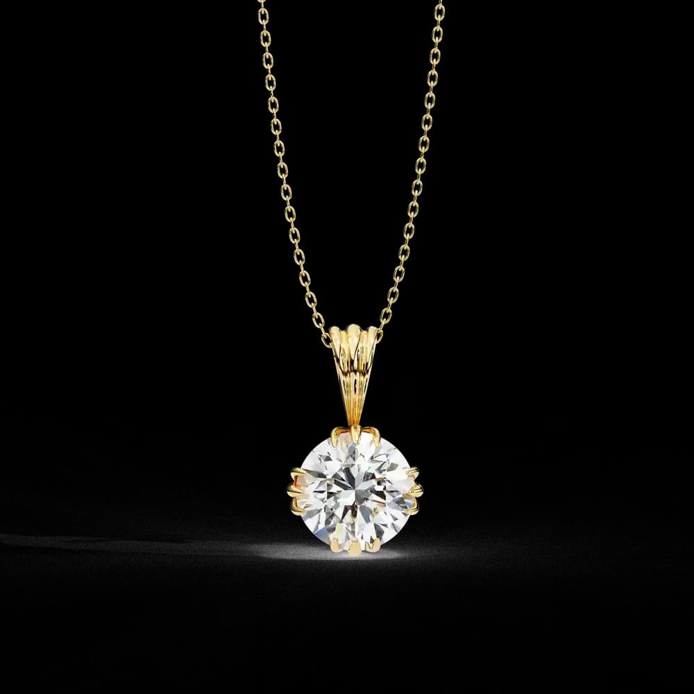 12 Prongs Round Solitaire Lab Grown Diamond Pendant - Image 13 12 Prongs Round Solitaire Lab Grown Diamond Pendant, view 13 of 16