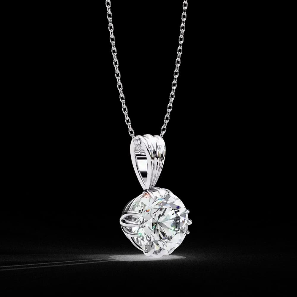 12 Prongs Round Solitaire Lab Grown Diamond Pendant - Image 14 12 Prongs Round Solitaire Lab Grown Diamond Pendant, view 14 of 16