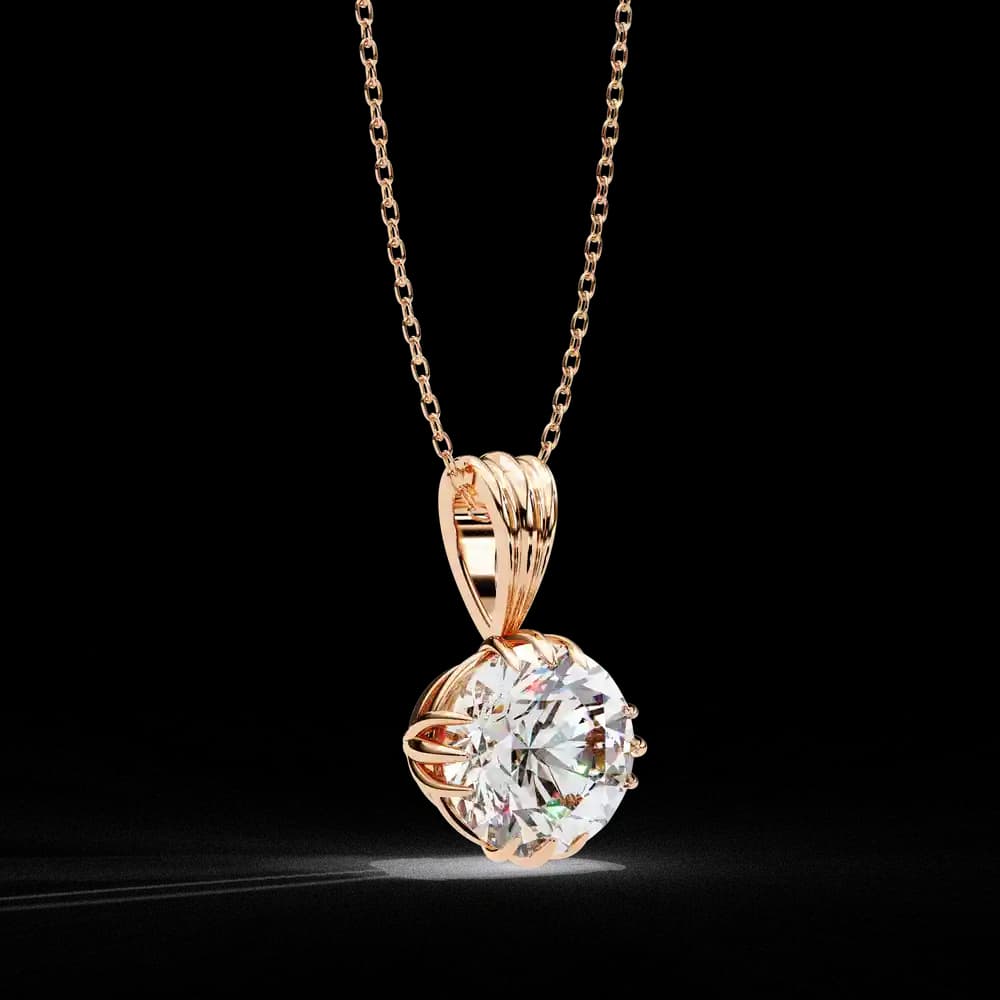 12 Prongs Round Solitaire Lab Grown Diamond Pendant - Image 15 12 Prongs Round Solitaire Lab Grown Diamond Pendant, view 15 of 16