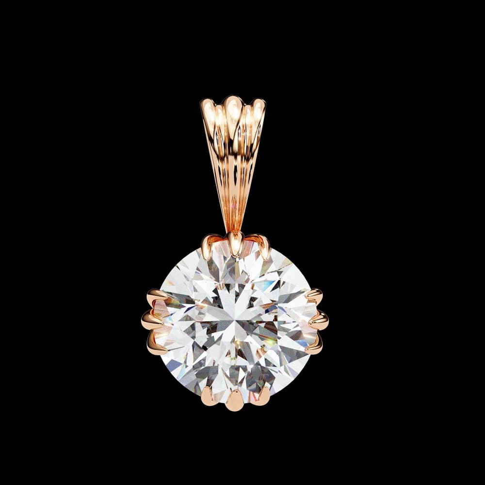 12 Prongs Round Solitaire Lab Grown Diamond Pendant - Image 9 12 Prongs Round Solitaire Lab Grown Diamond Pendant, view 9 of 16