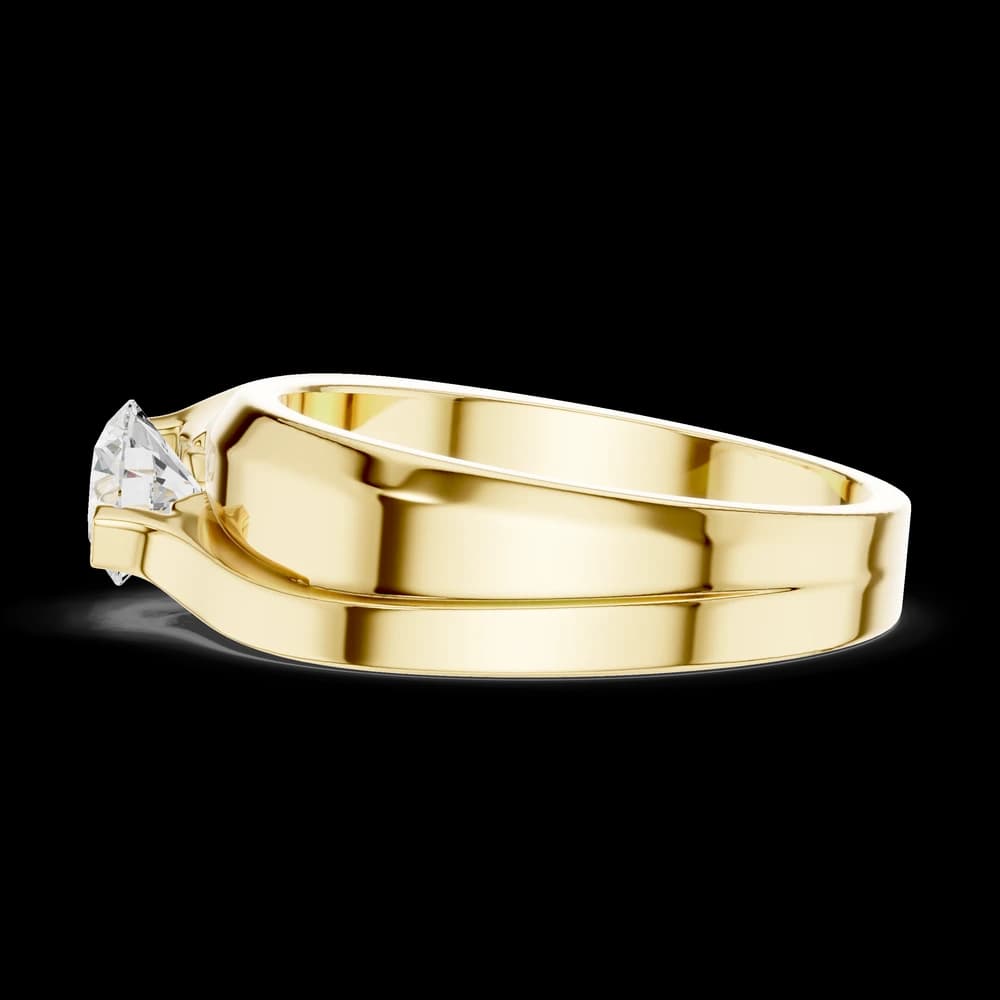 Diagonal Solitaire Round Diamond Gold Men's Ring - Image 6 Diagonal Solitaire Round Diamond Gold Men's Ring, view 6 of 6