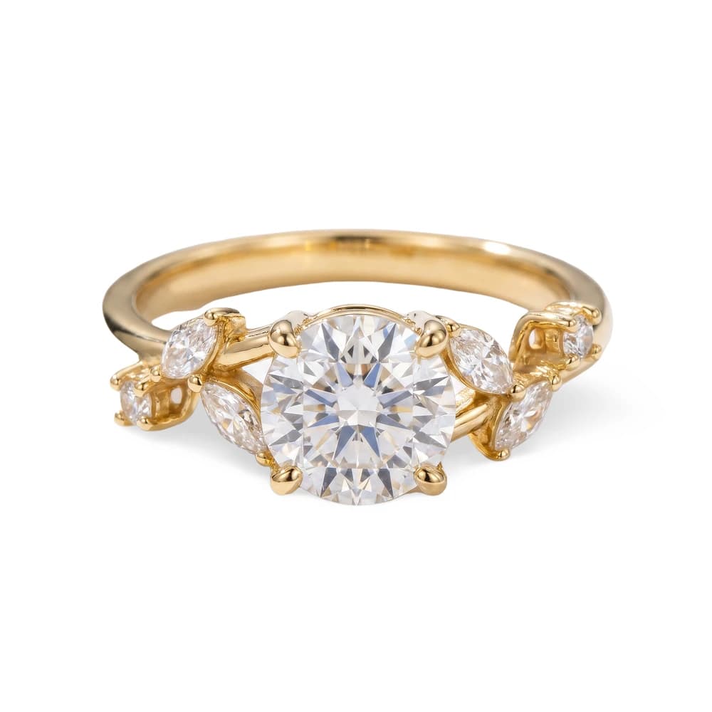 Round Leaf Accent Lab Grown Diamond - Image 1 Round Leaf Accent Lab Grown Diamond, view 1 of 5