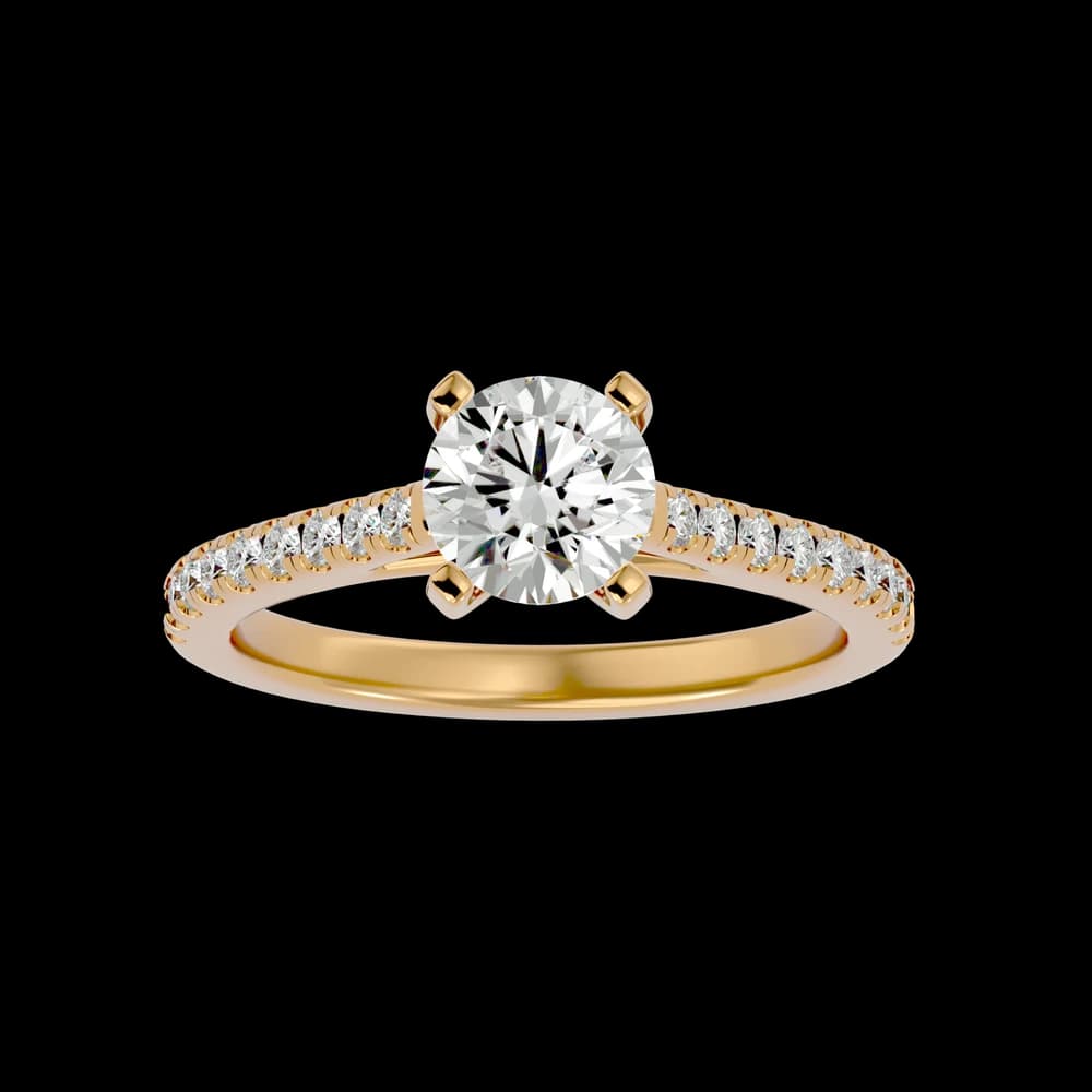 Round Lab Grown Diamond Solitaire Ring with Pave - Image 1 Round Lab Grown Diamond Solitaire Ring with Pave, view 1 of 4