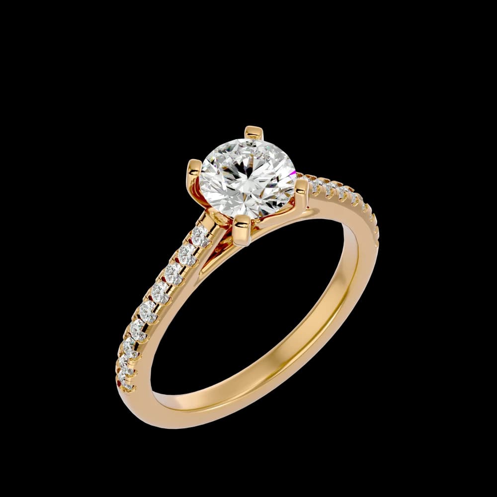 Round Lab Grown Diamond Solitaire Ring with Pave - Image 2 Round Lab Grown Diamond Solitaire Ring with Pave, view 2 of 4