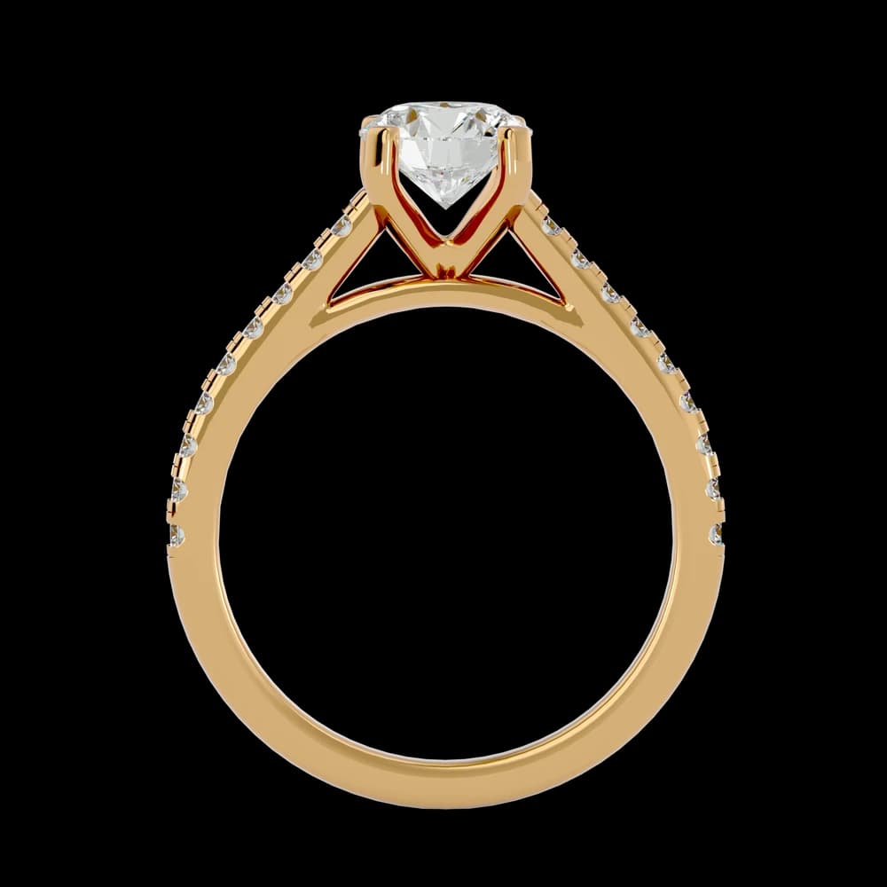 Round Lab Grown Diamond Solitaire Ring with Pave - Image 3 Round Lab Grown Diamond Solitaire Ring with Pave, view 3 of 4