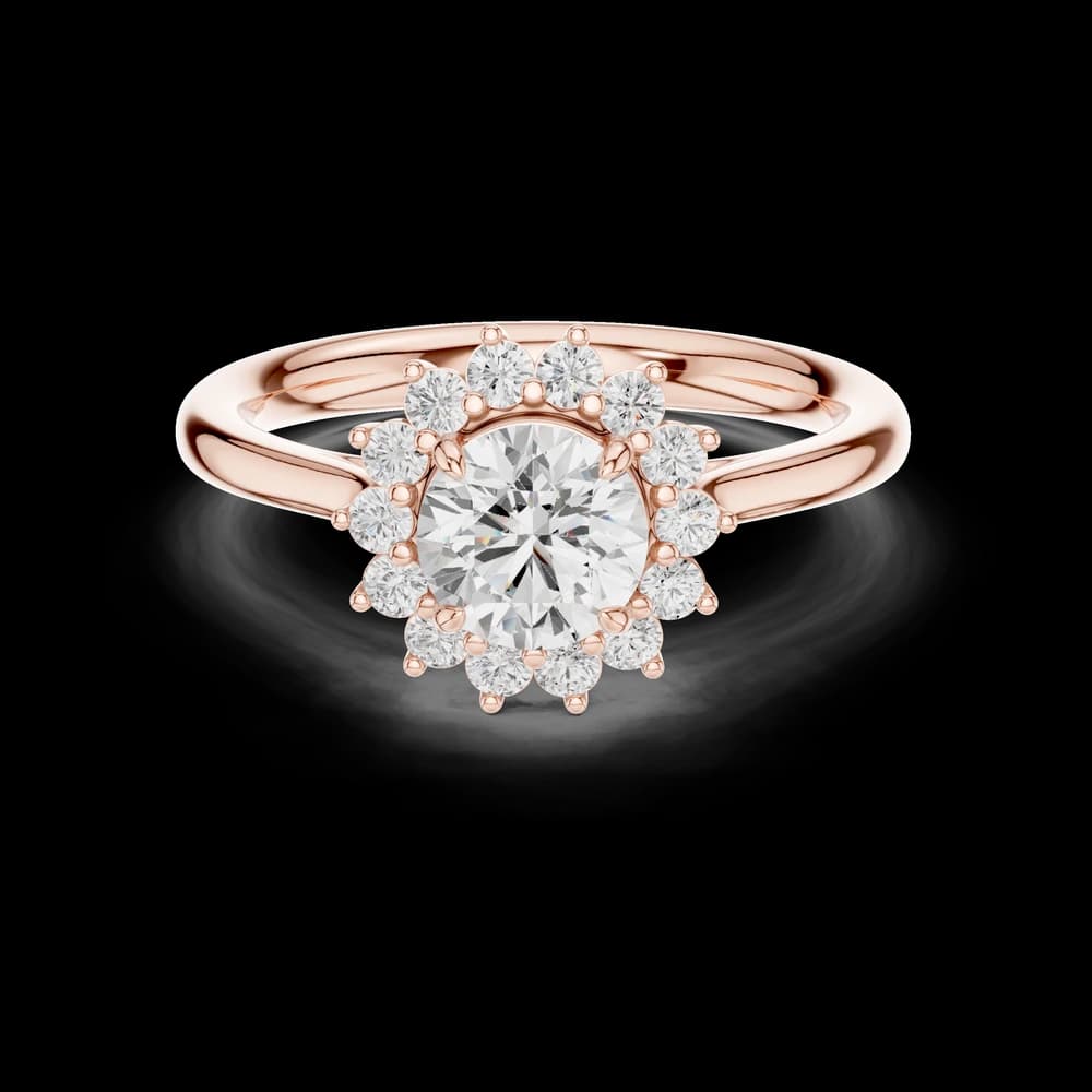 Classic Round Cut Floral Halo Diamond Ring - Image 1 Classic Round Cut Floral Halo Diamond Ring, view 1 of 6