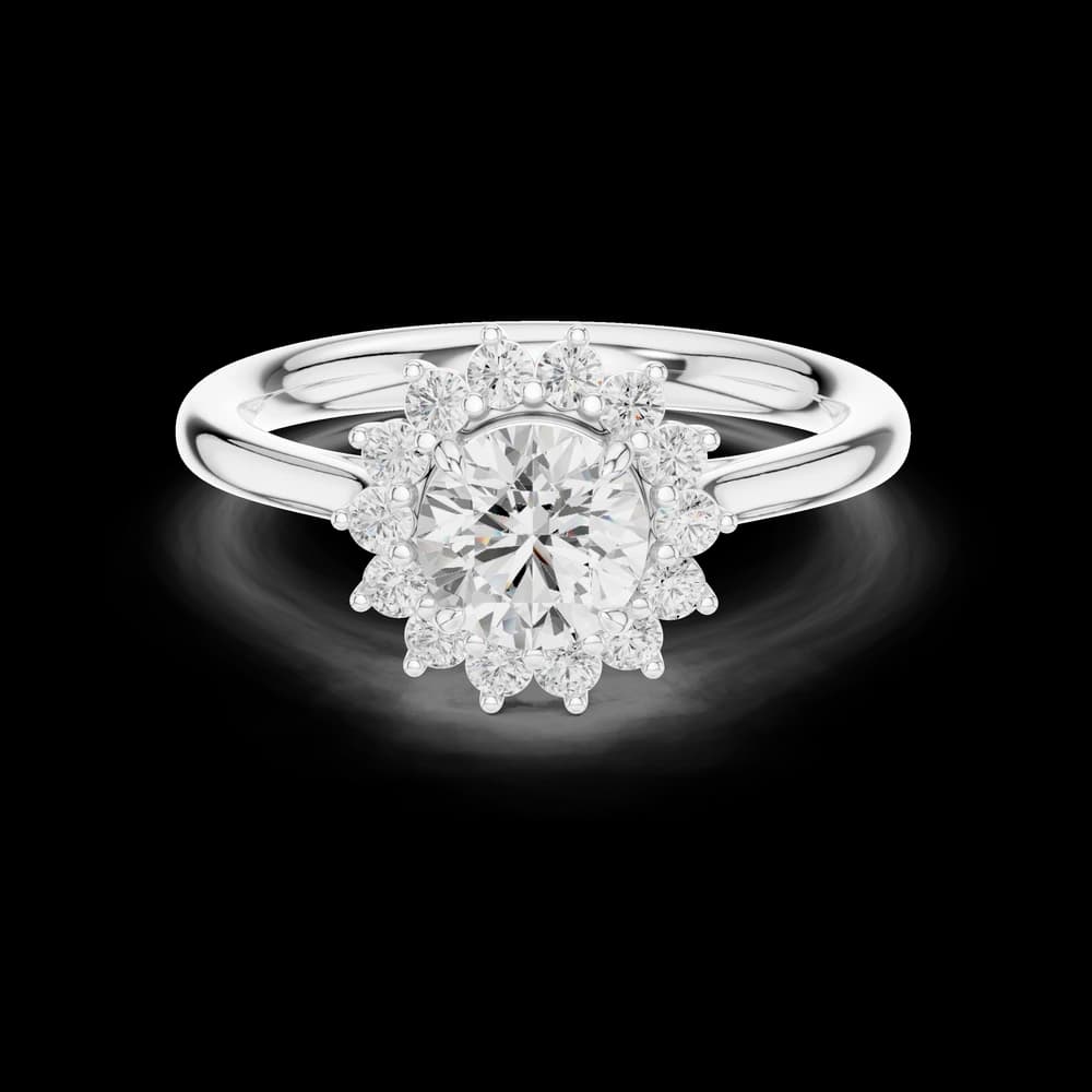 Classic Round Cut Floral Halo Diamond Ring - Image 2 Classic Round Cut Floral Halo Diamond Ring, view 2 of 6