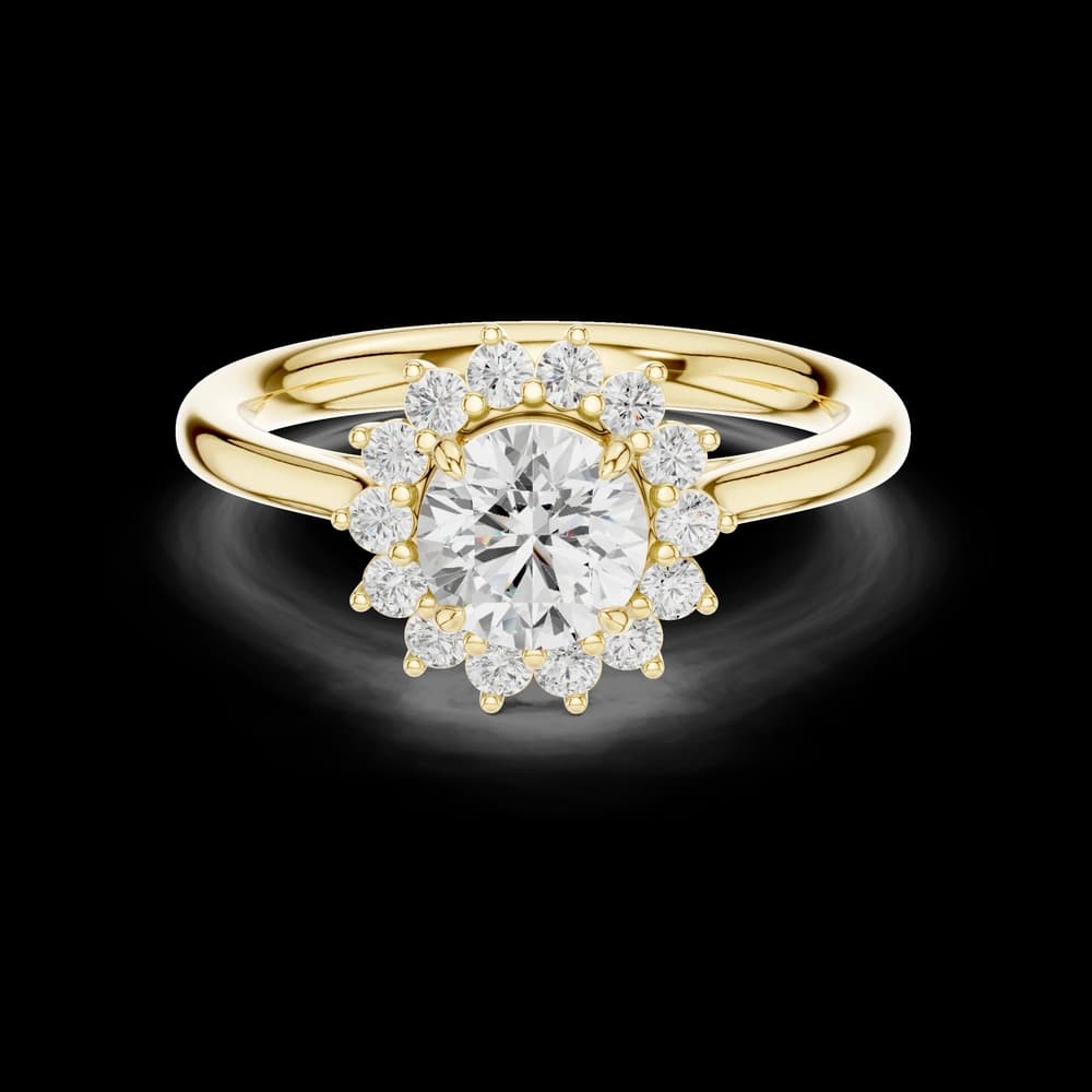 Classic Round Cut Floral Halo Diamond Ring - Image 3 Classic Round Cut Floral Halo Diamond Ring, view 3 of 6