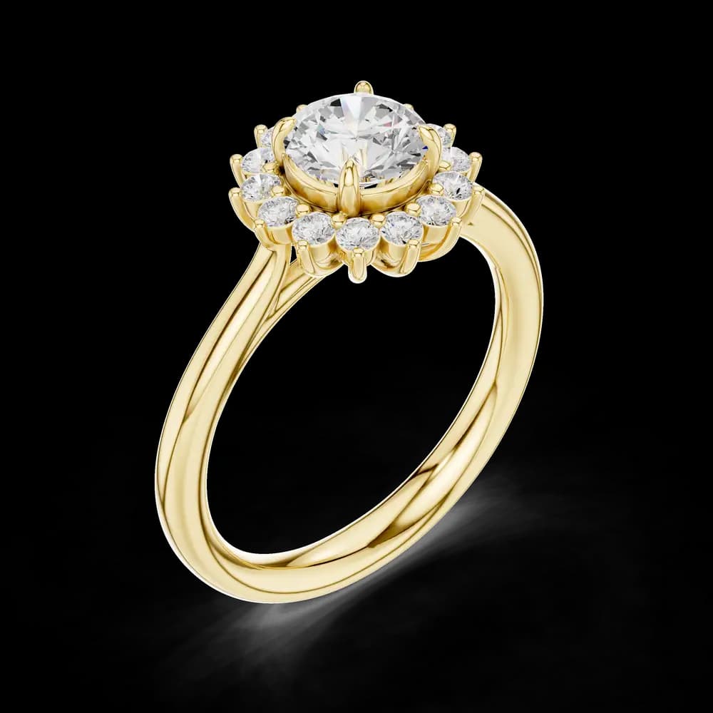 Classic Round Cut Floral Halo Diamond Ring - Image 5 Classic Round Cut Floral Halo Diamond Ring, view 5 of 6