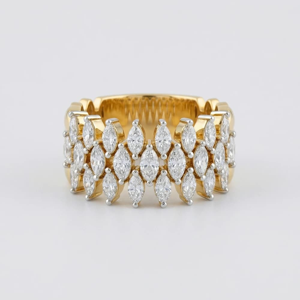 Multi Row Marquise Lattice Lab Grown Diamond Ring - Image 1 Multi Row Marquise Lattice Lab Grown Diamond Ring, view 1 of 6