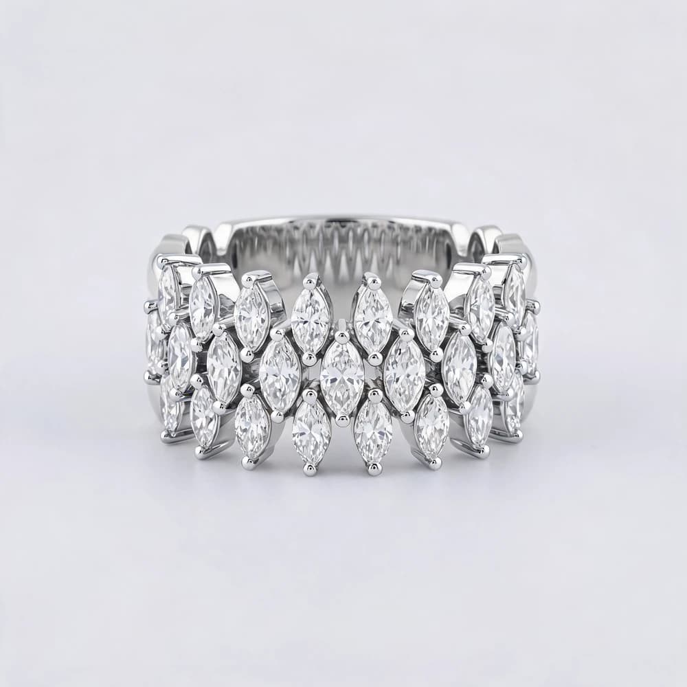 Multi Row Marquise Lattice Lab Grown Diamond Ring - Image 5 Multi Row Marquise Lattice Lab Grown Diamond Ring, view 5 of 6