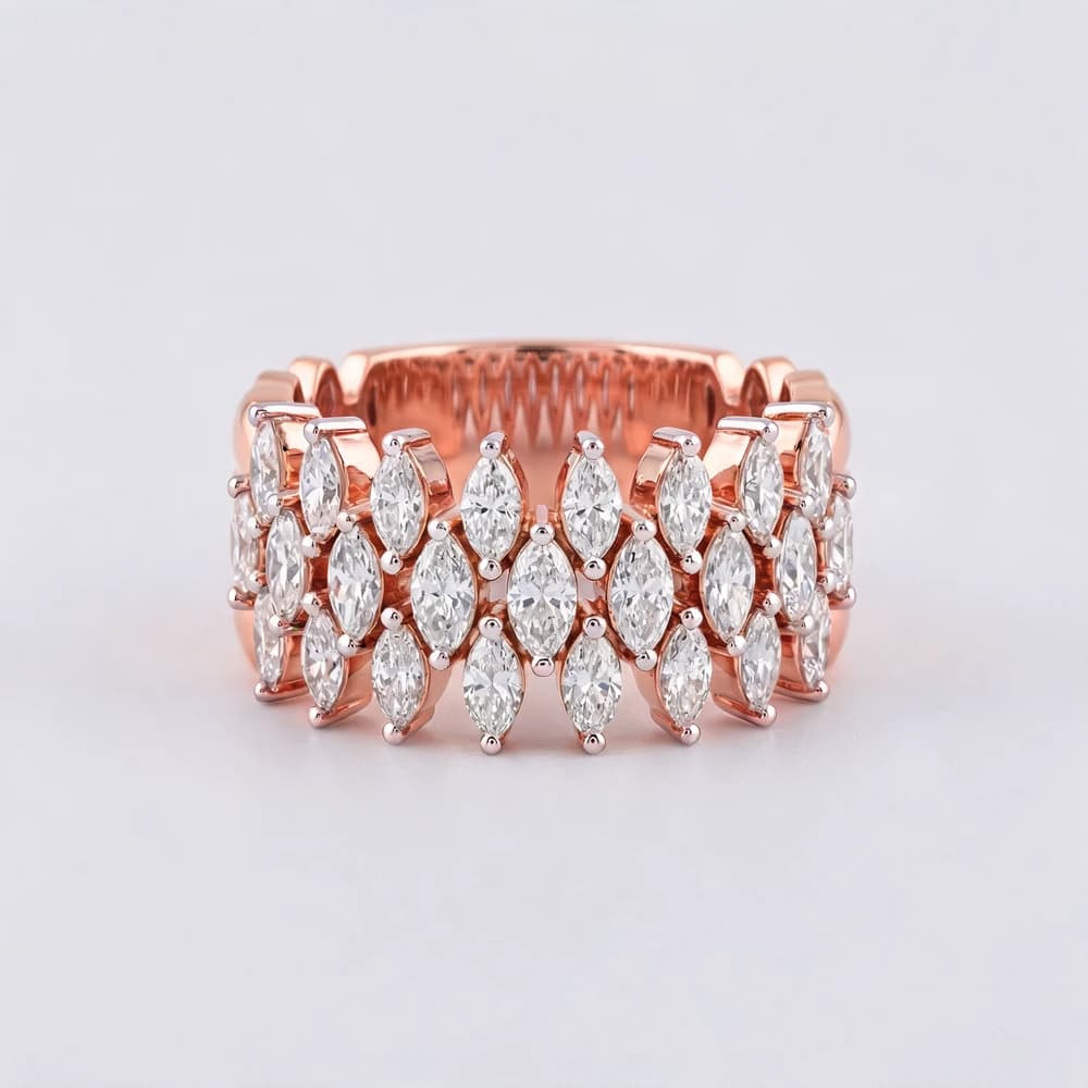 Multi Row Marquise Lattice Lab Grown Diamond Ring - Image 6 Multi Row Marquise Lattice Lab Grown Diamond Ring, view 6 of 6