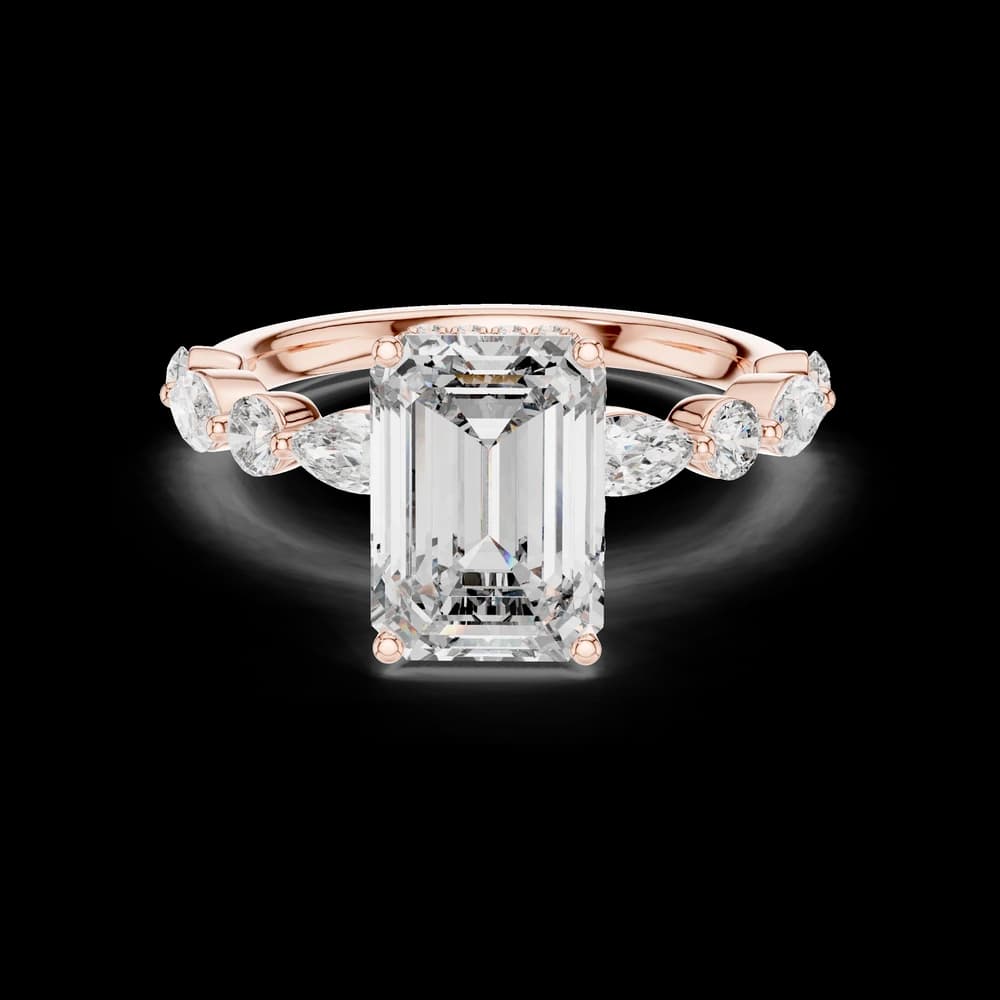 Elegant Emerald Pear Multi-Side Stone Bridal Ring - Image 1 Elegant Emerald Pear Multi-Side Stone Bridal Ring, view 1 of 6