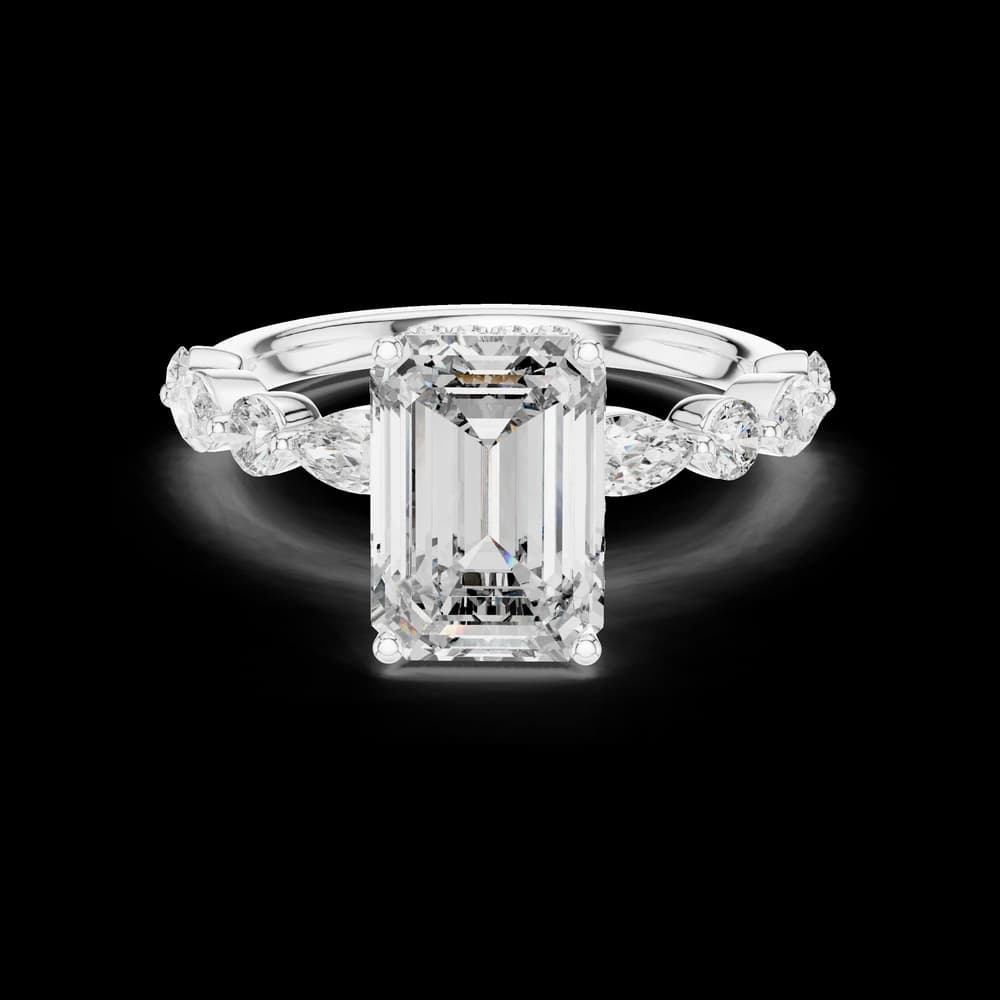 Elegant Emerald Pear Multi-Side Stone Bridal Ring - Image 2 Elegant Emerald Pear Multi-Side Stone Bridal Ring, view 2 of 6