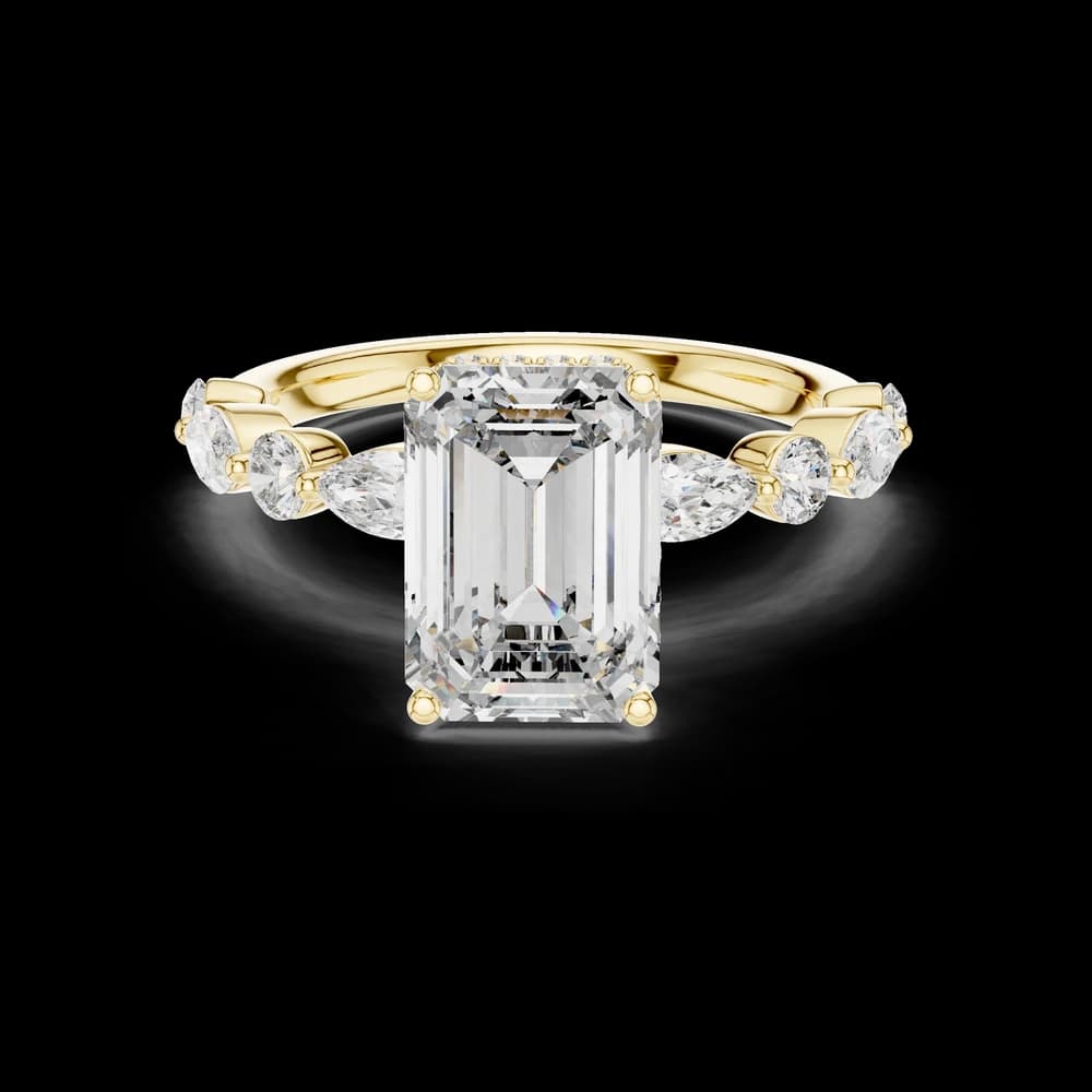 Elegant Emerald Pear Multi-Side Stone Bridal Ring - Image 3 Elegant Emerald Pear Multi-Side Stone Bridal Ring, view 3 of 6