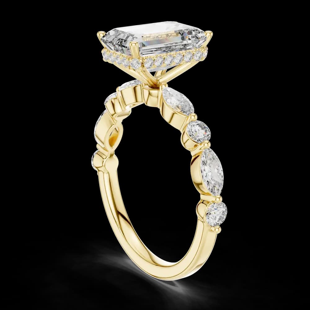Elegant Emerald Pear Multi-Side Stone Bridal Ring - Image 4 Elegant Emerald Pear Multi-Side Stone Bridal Ring, view 4 of 6