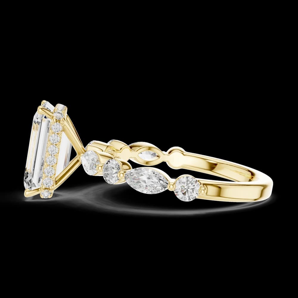 Elegant Emerald Pear Multi-Side Stone Bridal Ring - Image 6 Elegant Emerald Pear Multi-Side Stone Bridal Ring, view 6 of 6