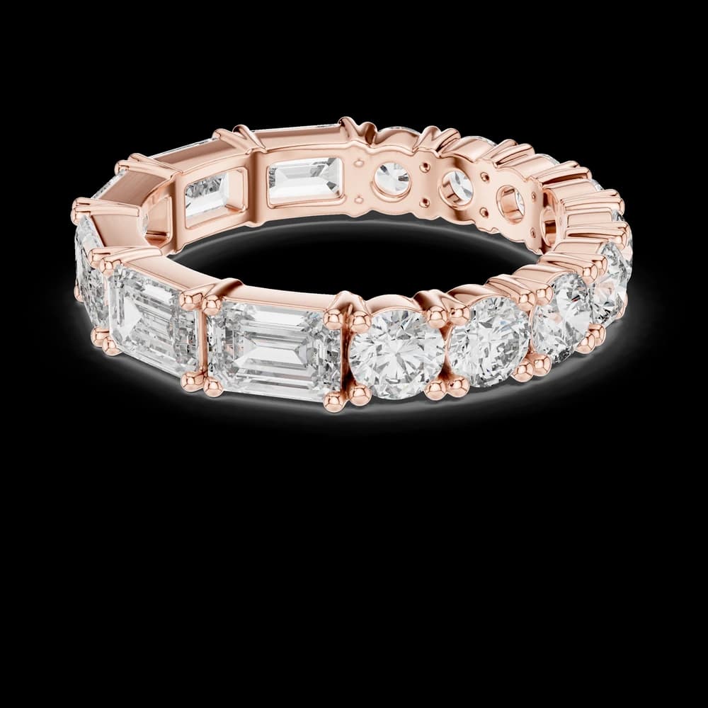 Half Emerald Half Round Diamond Eternity Band - Image 1 Half Emerald Half Round Diamond Eternity Band, view 1 of 6
