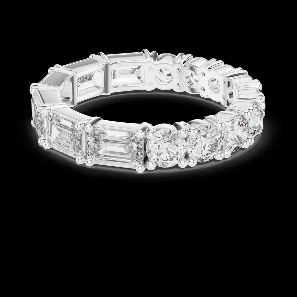 Half Emerald Half Round Diamond Eternity Band - Image 2 Half Emerald Half Round Diamond Eternity Band, view 2 of 6