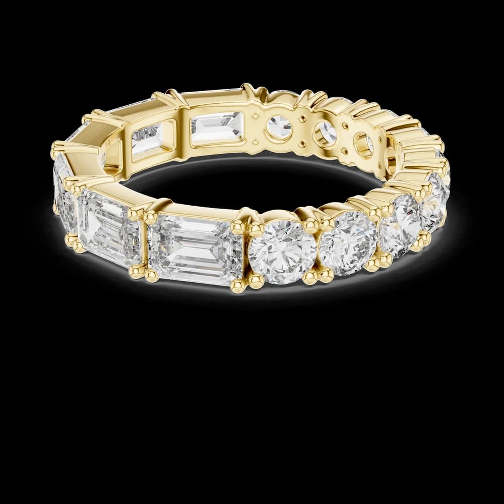 Half Emerald Half Round Diamond Eternity Band - Image 3 Half Emerald Half Round Diamond Eternity Band, view 3 of 6