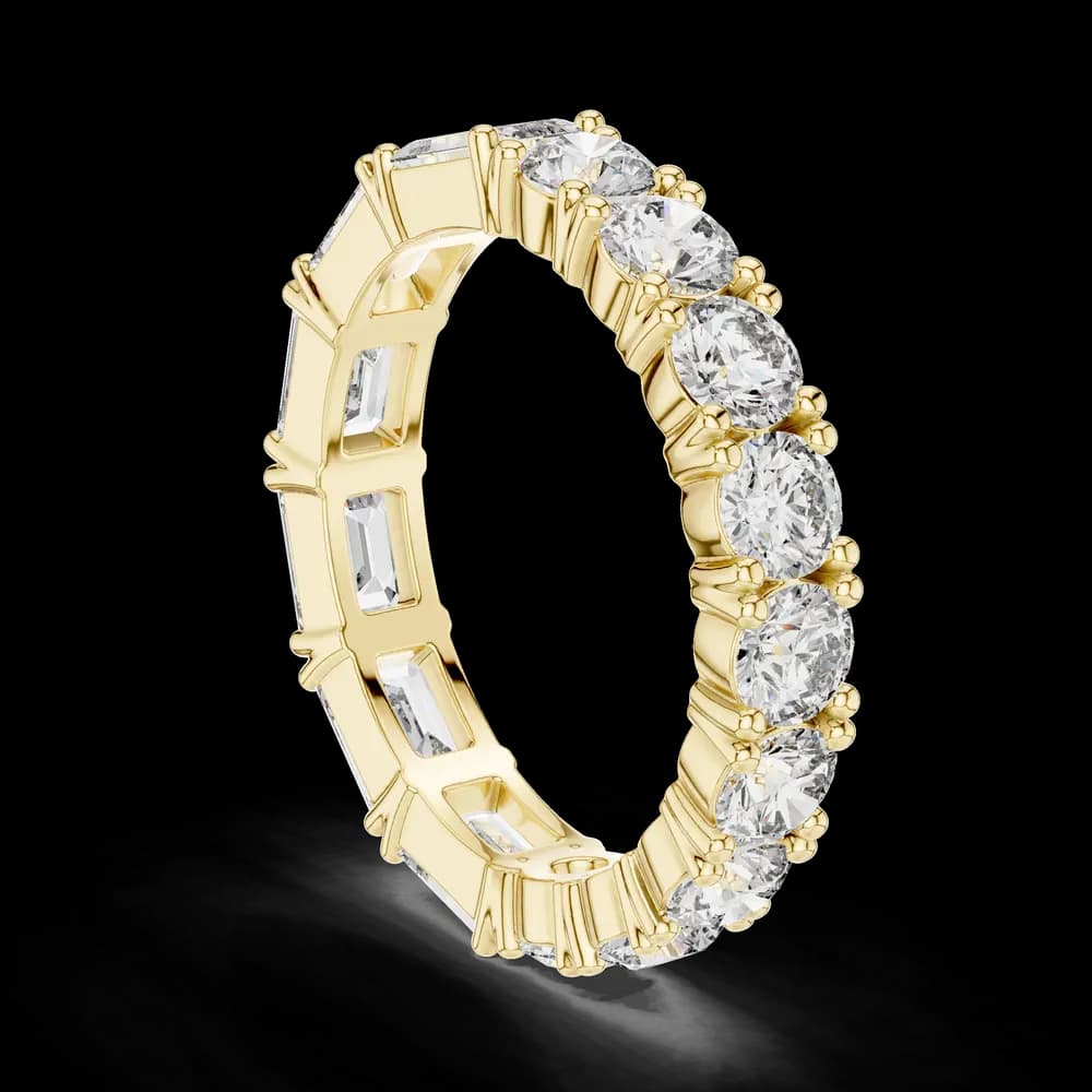 Half Emerald Half Round Diamond Eternity Band - Image 4 Half Emerald Half Round Diamond Eternity Band, view 4 of 6