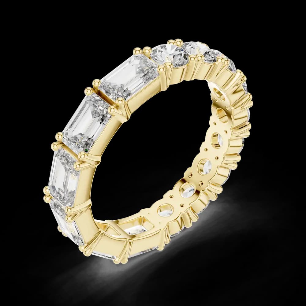 Half Emerald Half Round Diamond Eternity Band - Image 5 Half Emerald Half Round Diamond Eternity Band, view 5 of 6