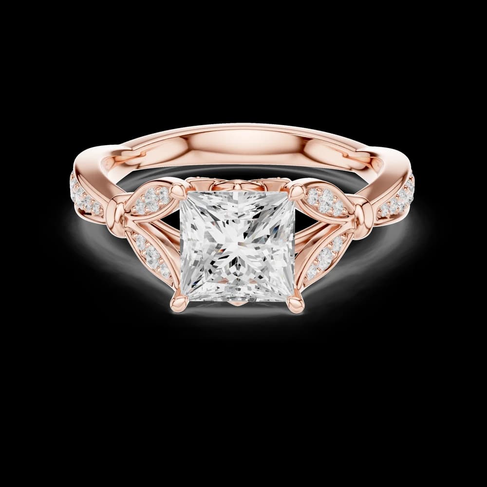 Princess Cut Filigree Nature Inspired Lab Grown Diamond Ring - Image 1 Princess Cut Filigree Nature Inspired Lab Grown Diamond Ring, view 1 of 6