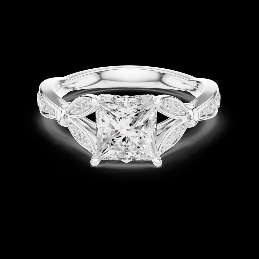 Princess Cut Filigree Nature Inspired Lab Grown Diamond Ring - Image 2 Princess Cut Filigree Nature Inspired Lab Grown Diamond Ring, view 2 of 6