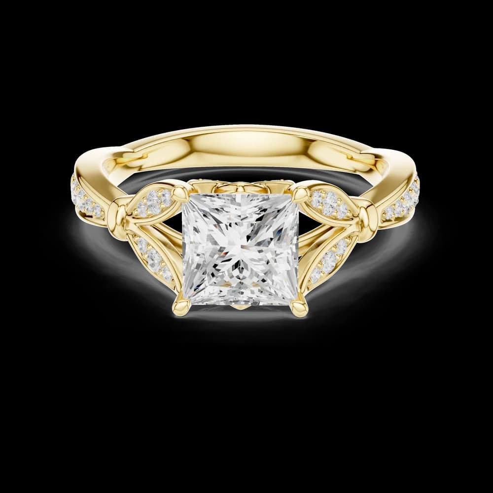 Princess Cut Filigree Nature Inspired Lab Grown Diamond Ring - Image 3 Princess Cut Filigree Nature Inspired Lab Grown Diamond Ring, view 3 of 6