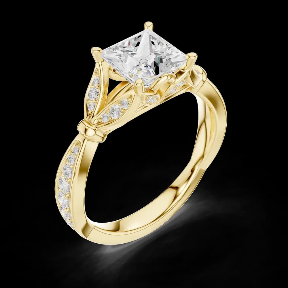 Princess Cut Filigree Nature Inspired Lab Grown Diamond Ring - Image 5 Princess Cut Filigree Nature Inspired Lab Grown Diamond Ring, view 5 of 6