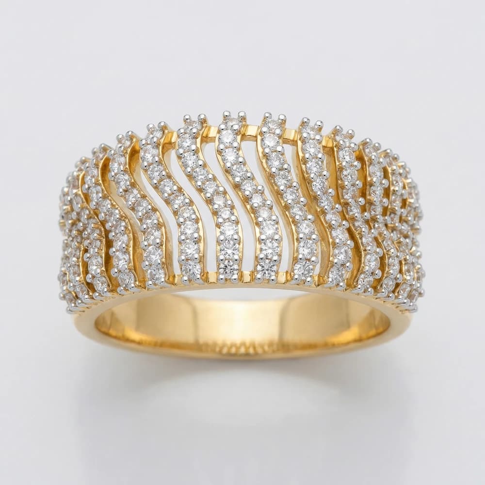 Multi Row Wave Pav������ Lab Grown Diamond Ring - Image 1 Multi Row Wave Pav������ Lab Grown Diamond Ring, view 1 of 3