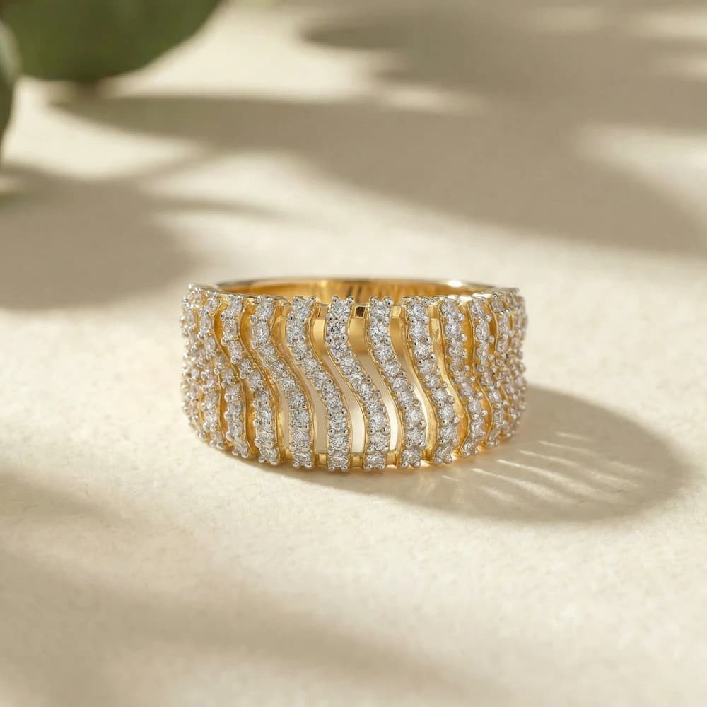 Multi Row Wave Pav������ Lab Grown Diamond Ring - Image 3 Multi Row Wave Pav������ Lab Grown Diamond Ring, view 3 of 3