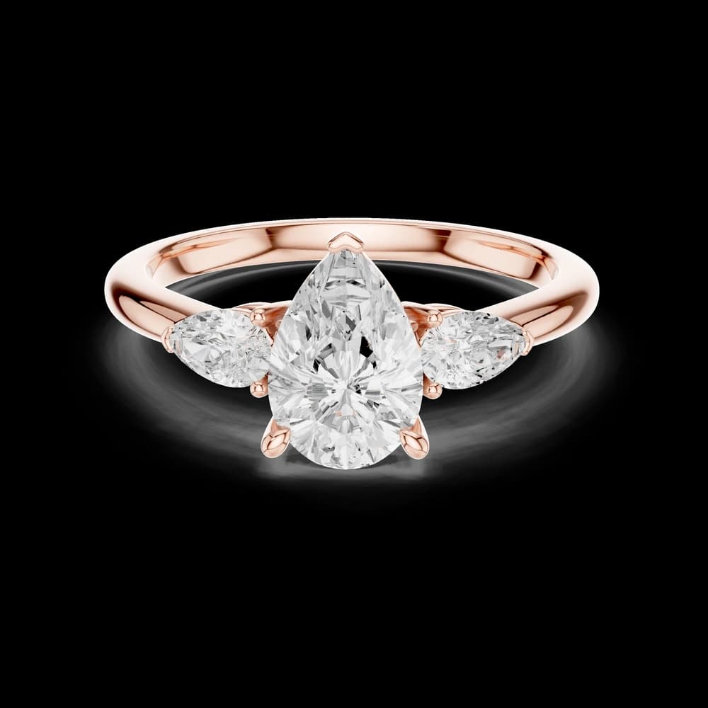Triple Pear Cut Lab Grown Diamond Ring - Image 1 Triple Pear Cut Lab Grown Diamond Ring, view 1 of 6