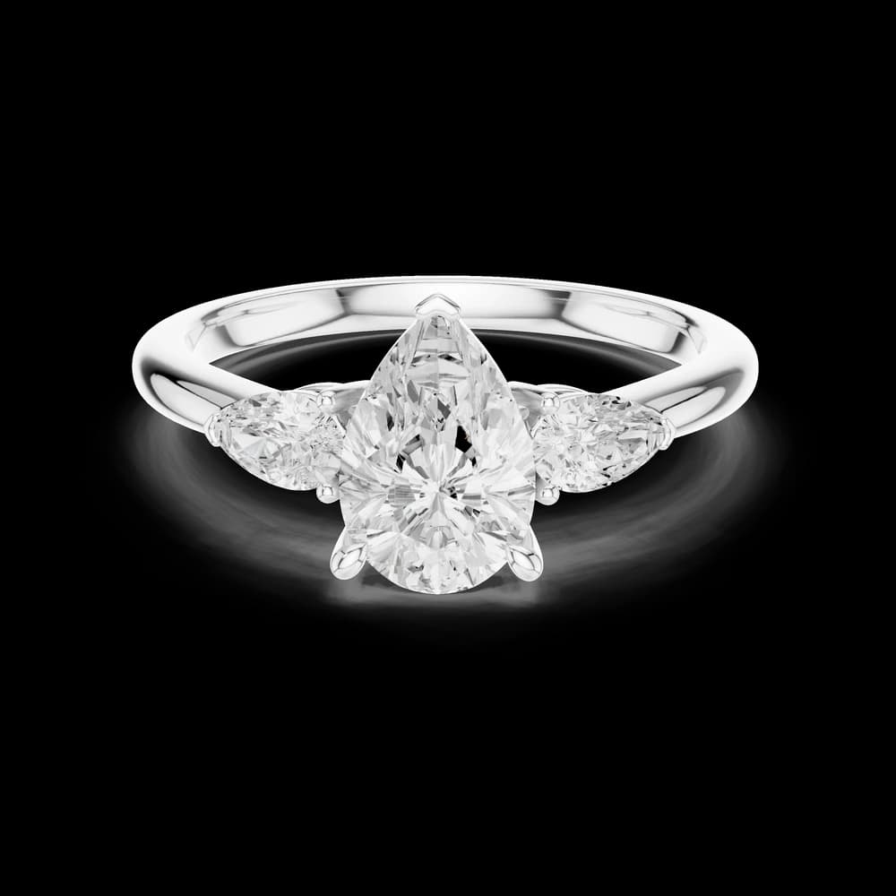 Triple Pear Cut Lab Grown Diamond Ring - Image 2 Triple Pear Cut Lab Grown Diamond Ring, view 2 of 6