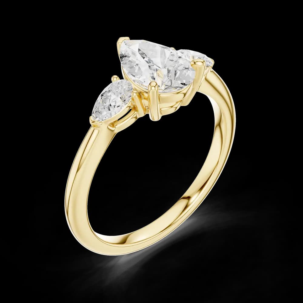 Triple Pear Cut Lab Grown Diamond Ring - Image 5 Triple Pear Cut Lab Grown Diamond Ring, view 5 of 6