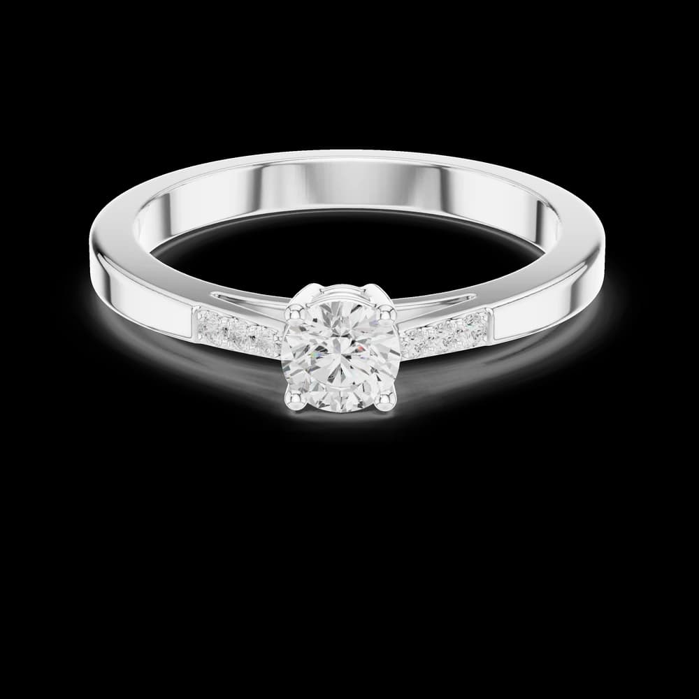 Round Lab Grown Tapered Pave Ring - Image 2 Round Lab Grown Tapered Pave Ring, view 2 of 6